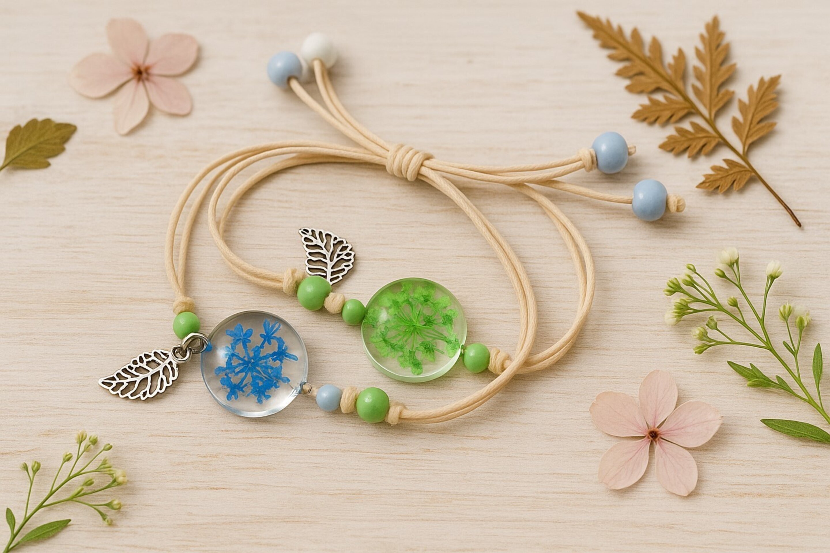 Set de 2 Pulseras Botánicas con Flores Naturales - 2