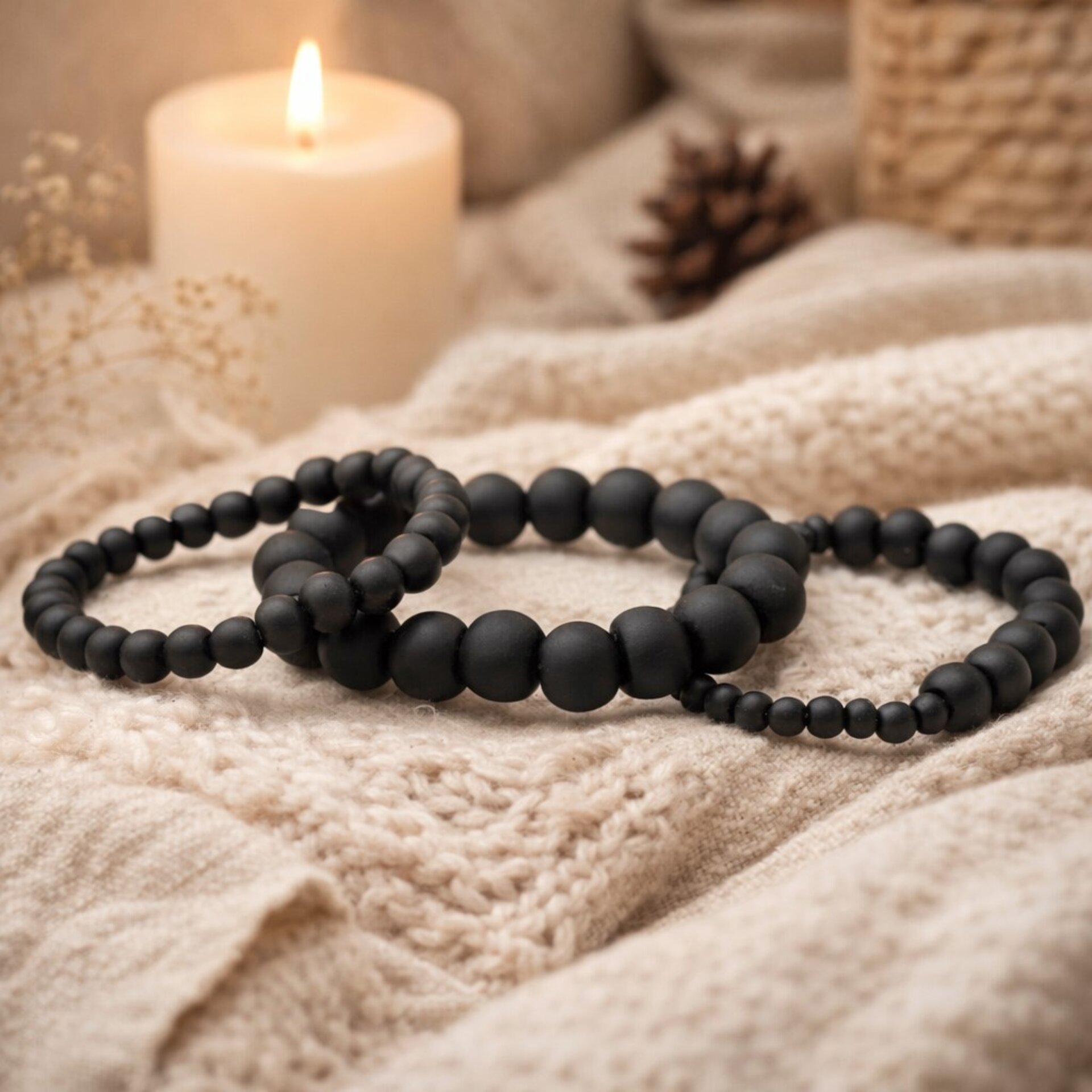 Pulseras unisex de madera de coco y palo negro | Blackwood Beans artesanales - 2