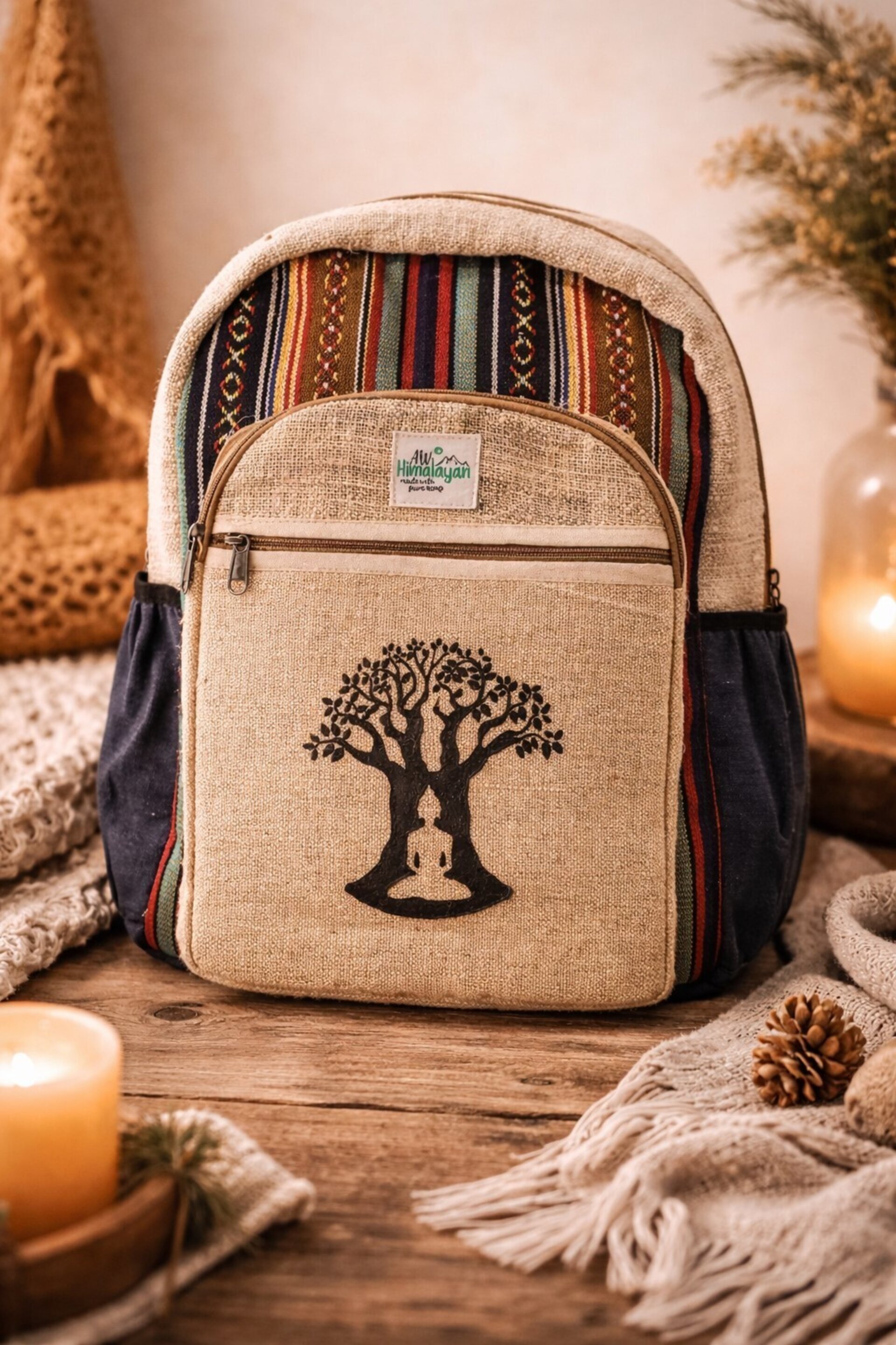 Mochila grande de cáñamo AW Himalayan Bodhi Tree - 5