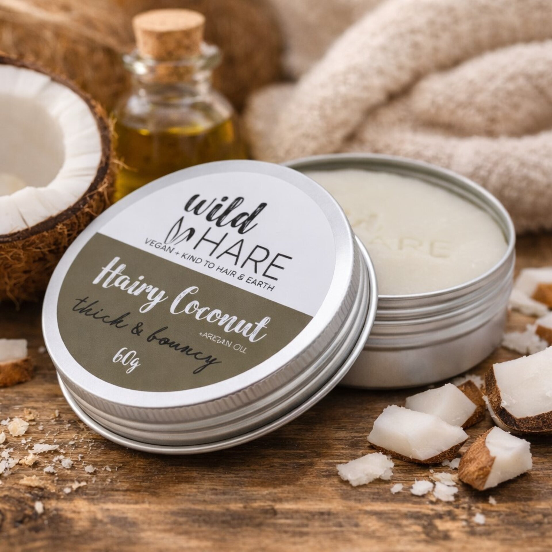 Champú sólido Coco y Argán vegano para cabello seco| Wild Hare - 2