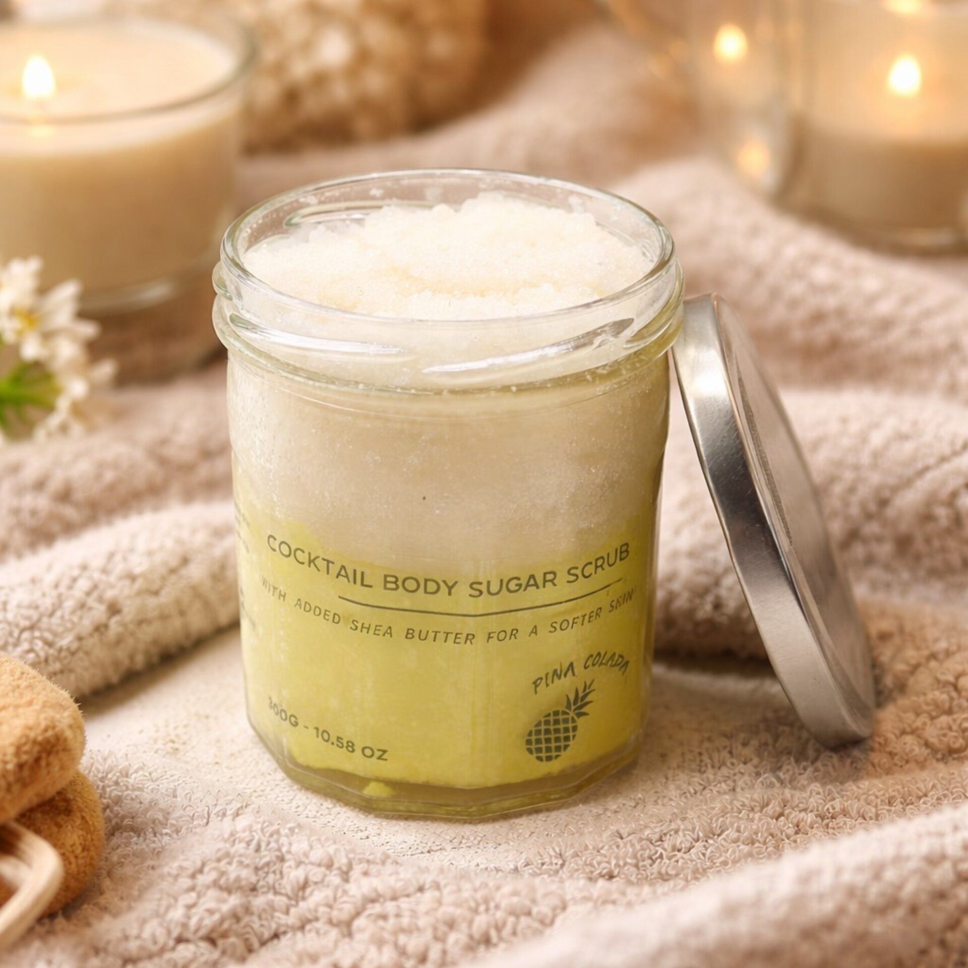 Exfoliante corporal de azúcar vegano Piña Colada 300 g - 2