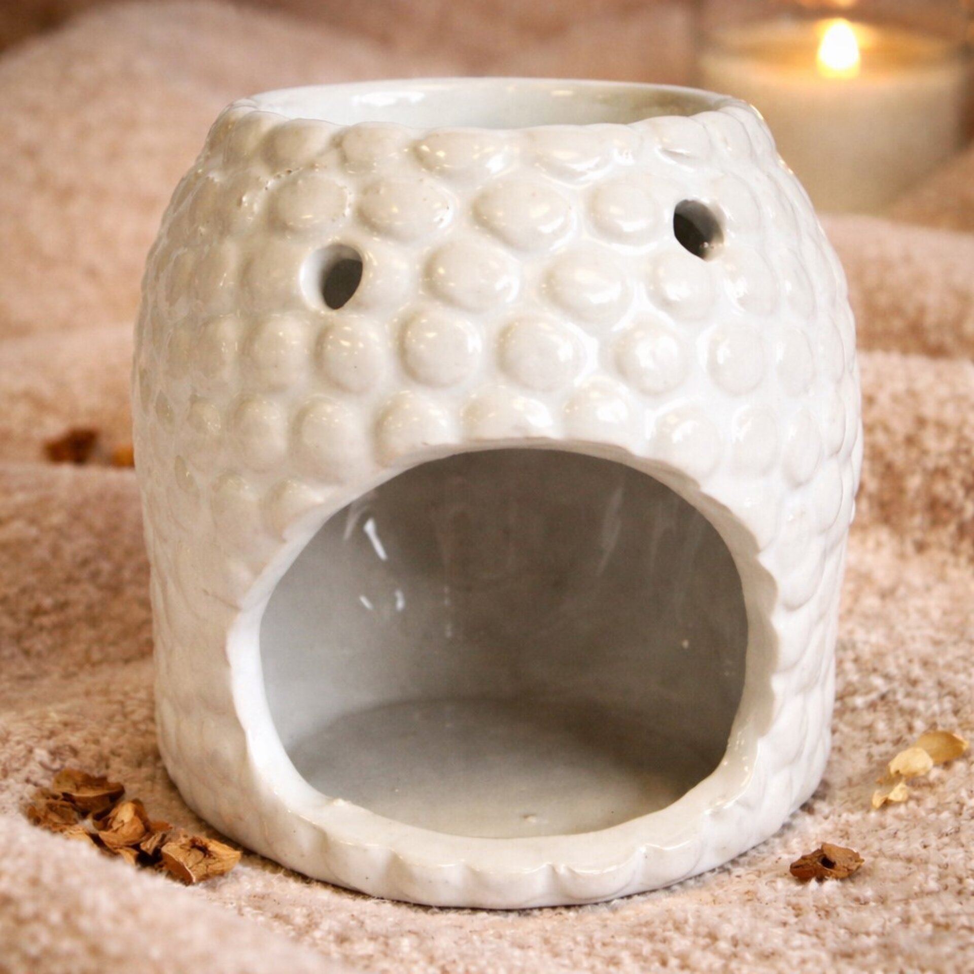 Quemador de Aceite Buda Blanco | Quemador cerámico para aceites y wax melts - 3