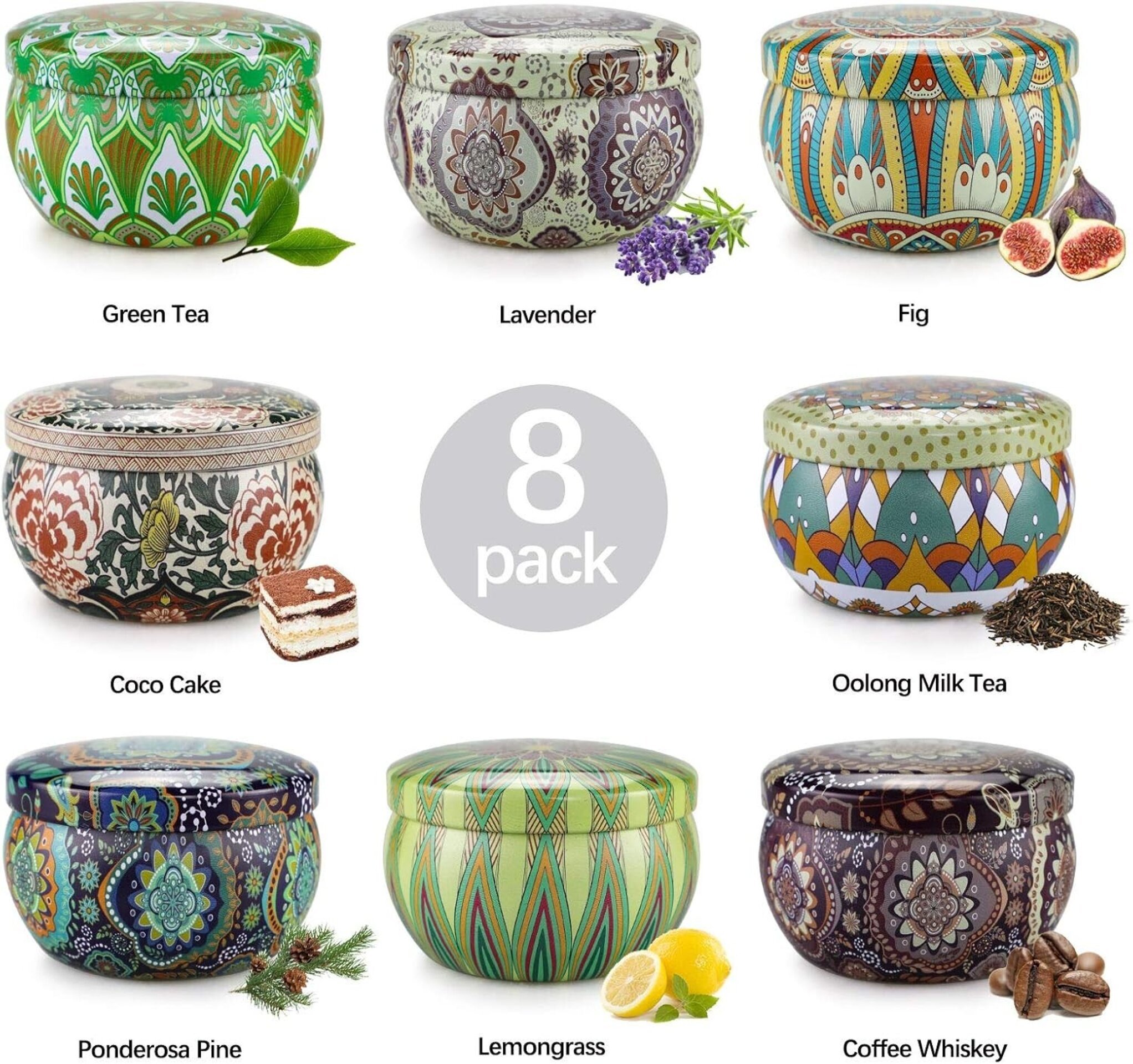 Set de 8 Velas Aromáticas de Soja Natural para Aromaterapia - 2