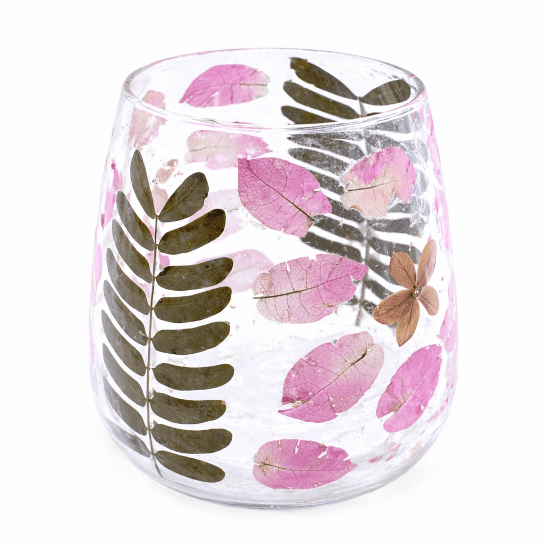 Portavelas de Vidrio Floral Natural – Primavera (12x11 cm) - 1