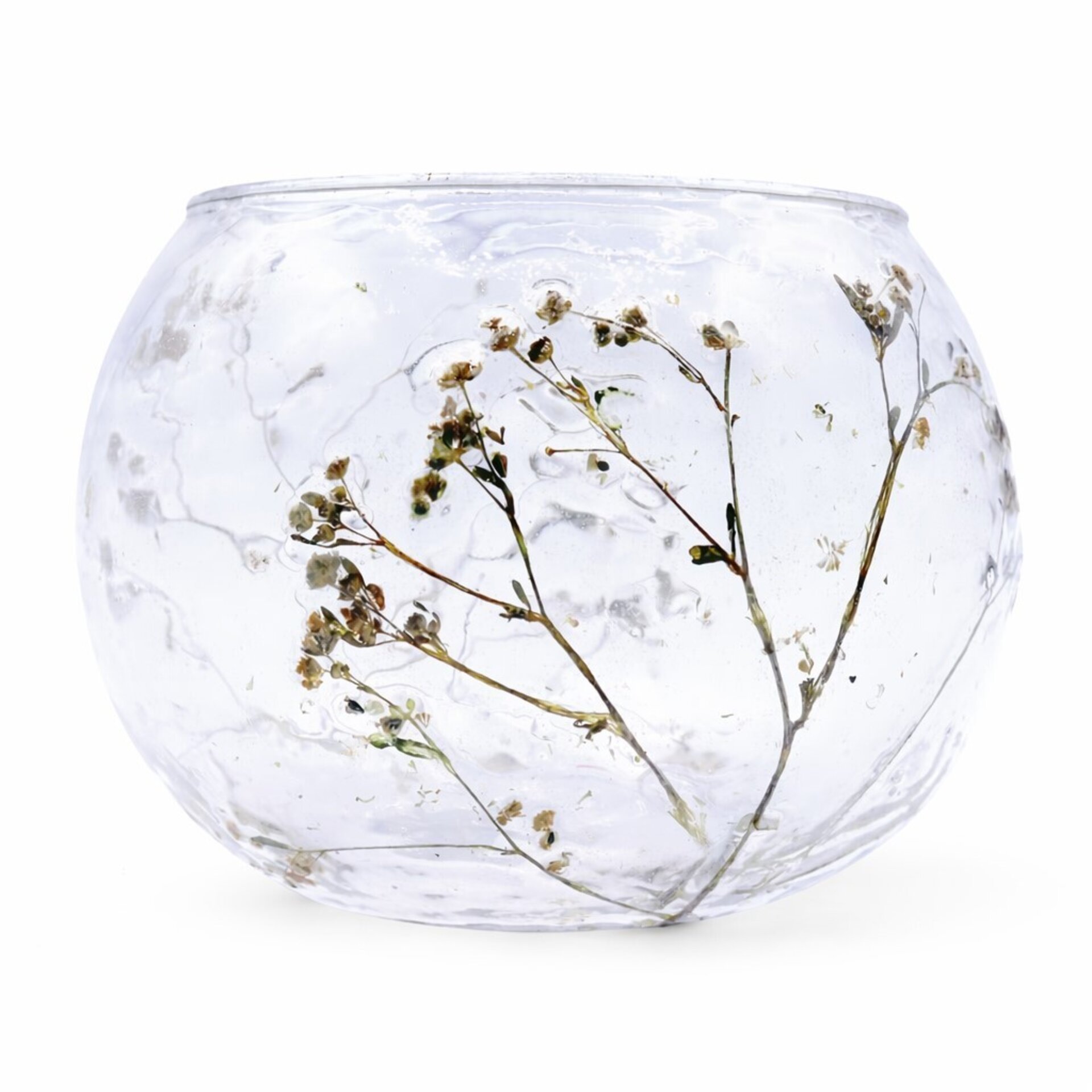 Portavelas de Vidrio Reciclado con Flores Naturales – Margarita (8x10 cm) - 1