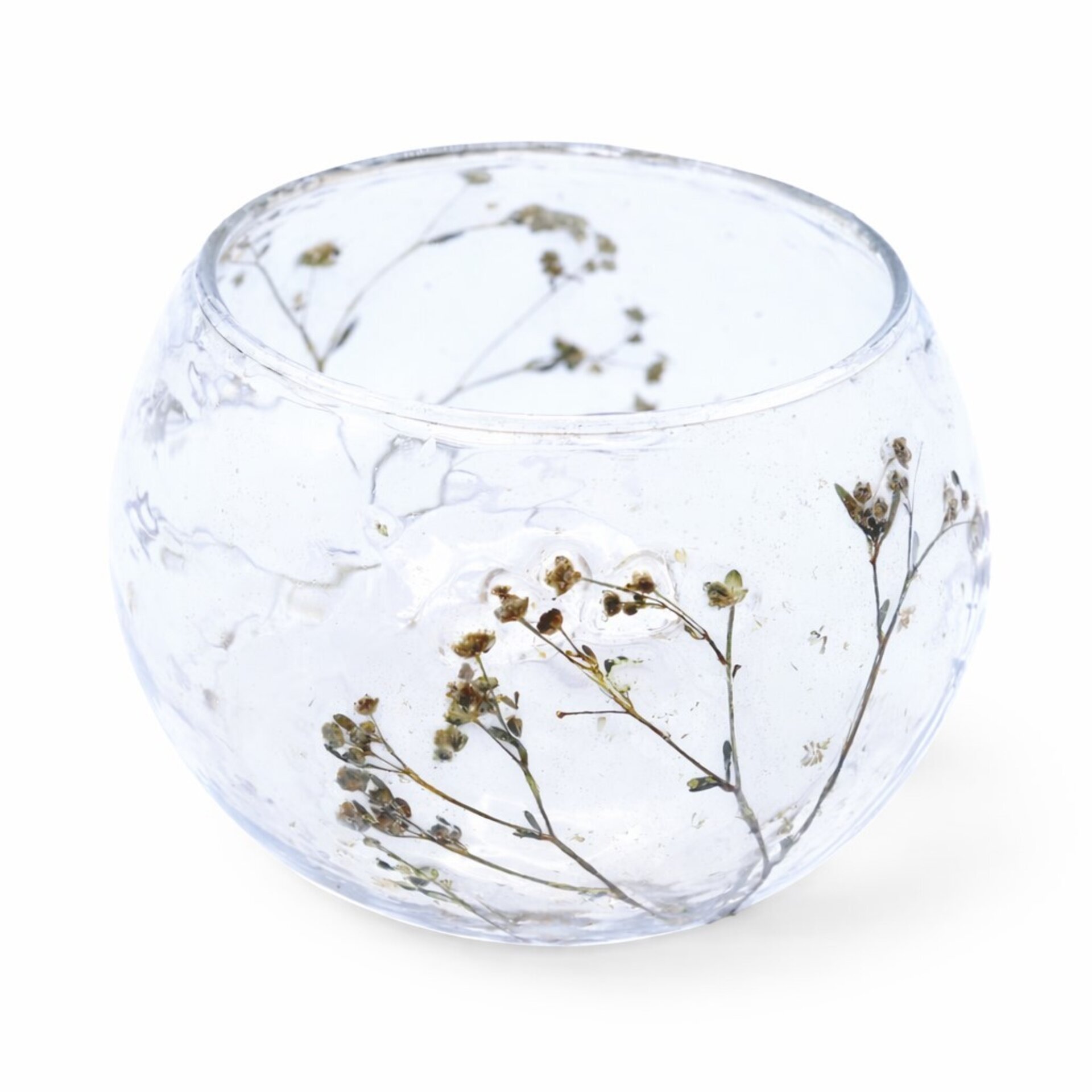 Portavelas de Vidrio Reciclado con Flores Naturales – Margarita (8x10 cm) - 3