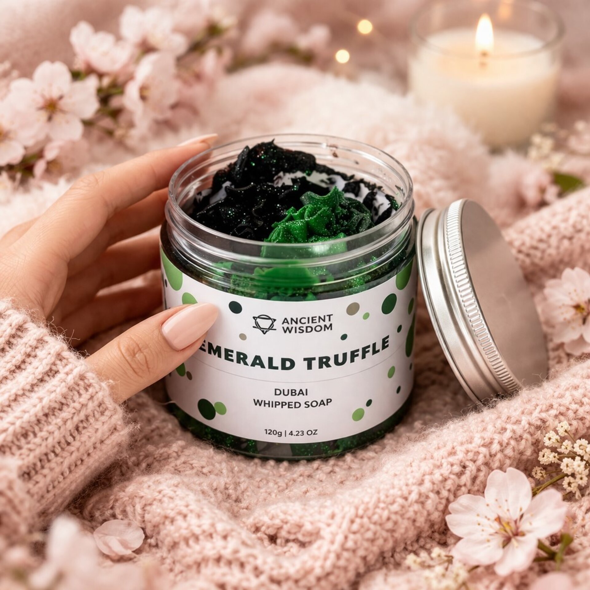 Jabón Cremoso de Dubái Vegano– Trufa Esmeralda 120 g | Ancient Wisdom - 2