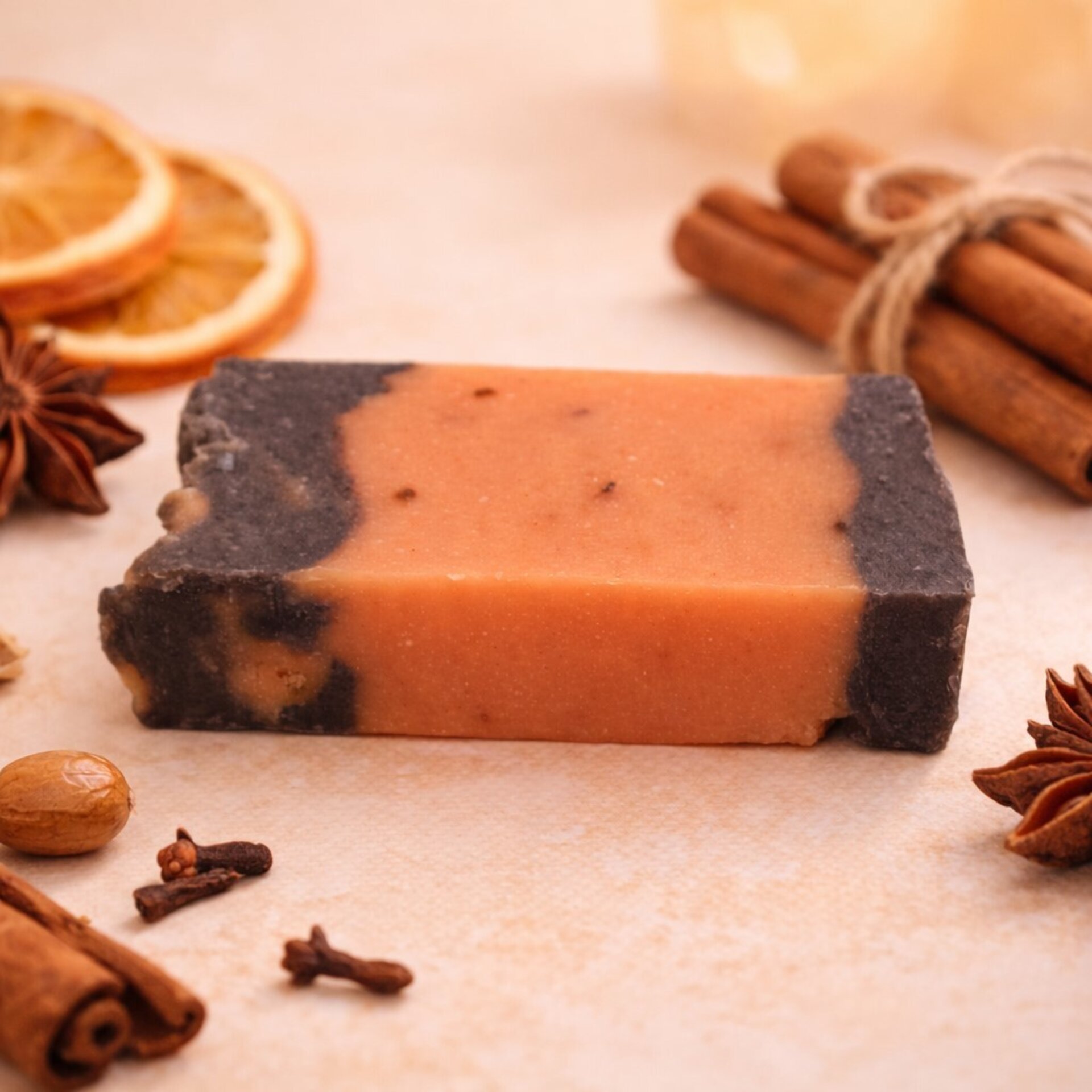 Jabón artesanal de canela y naranja con aceite de oliva – 100 g - 2