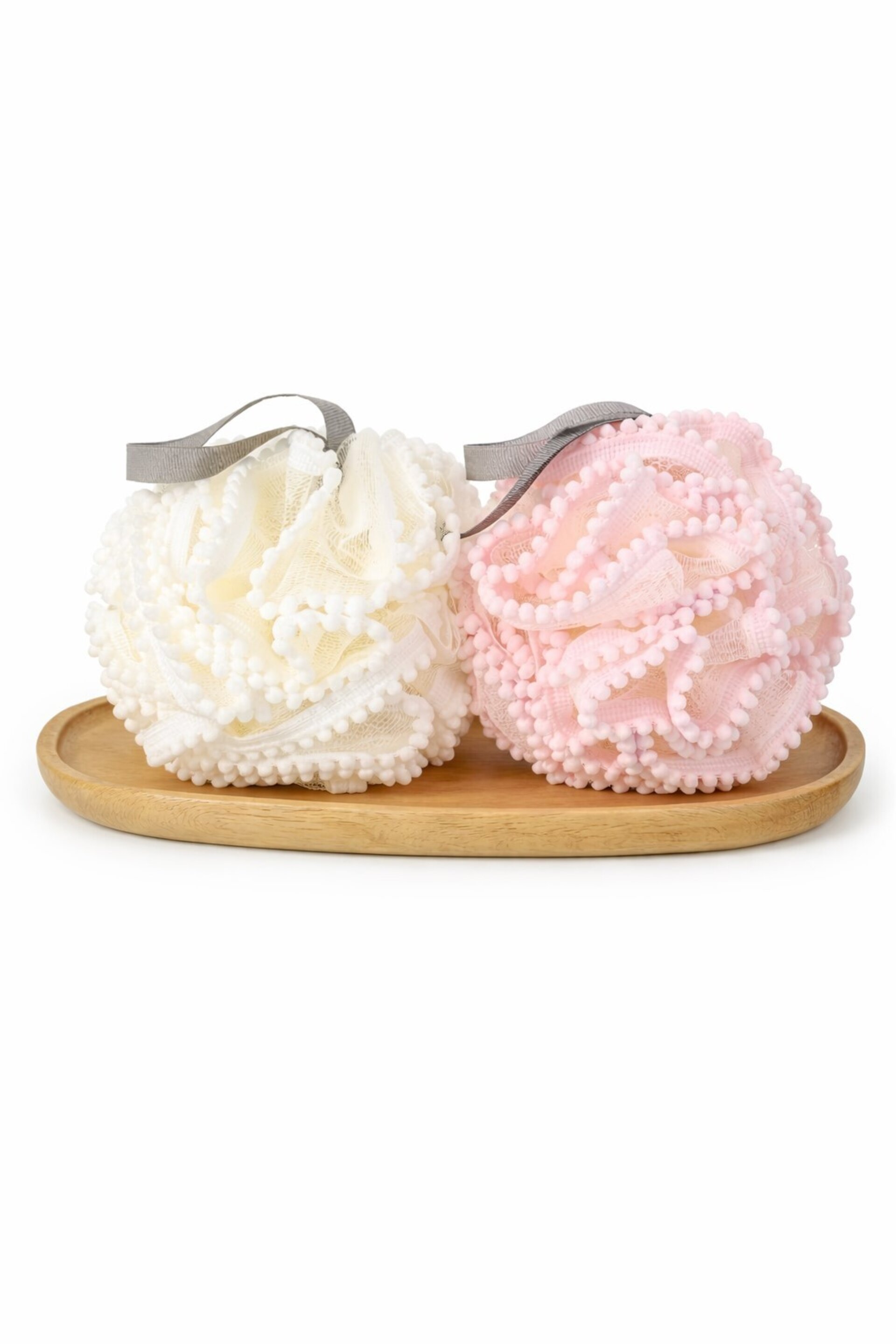 Juego de 2 Esponjas Exfoliantes para Baño | Pack Rosa y Blanca - 2