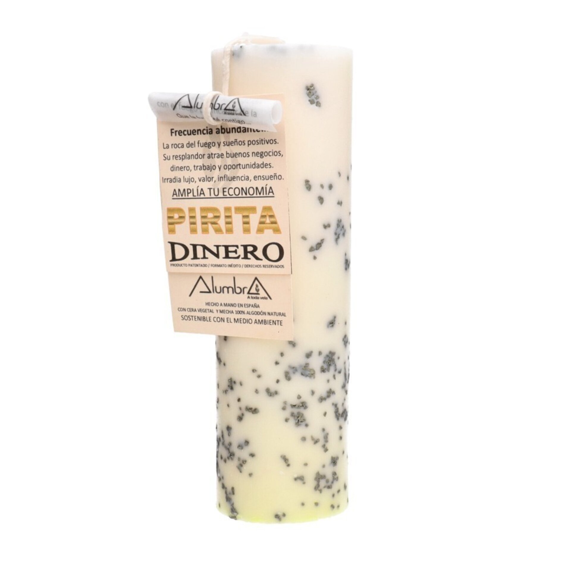 Vela artesanal con pirita para prosperidad y abundancia - 1