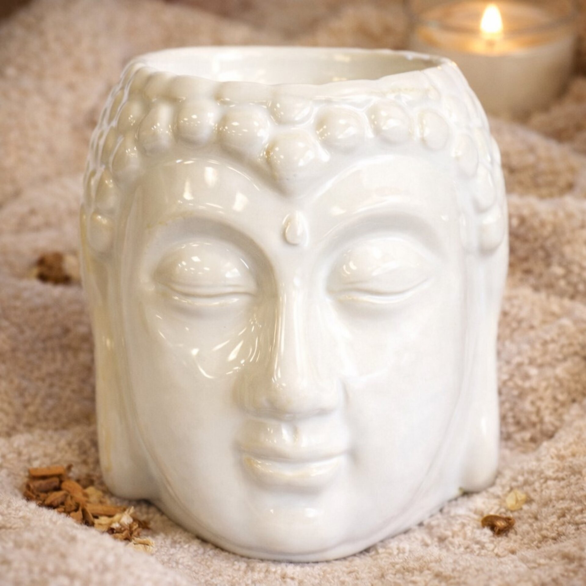 Quemador de Aceite Buda Blanco | Quemador cerámico para aceites y wax melts - 2