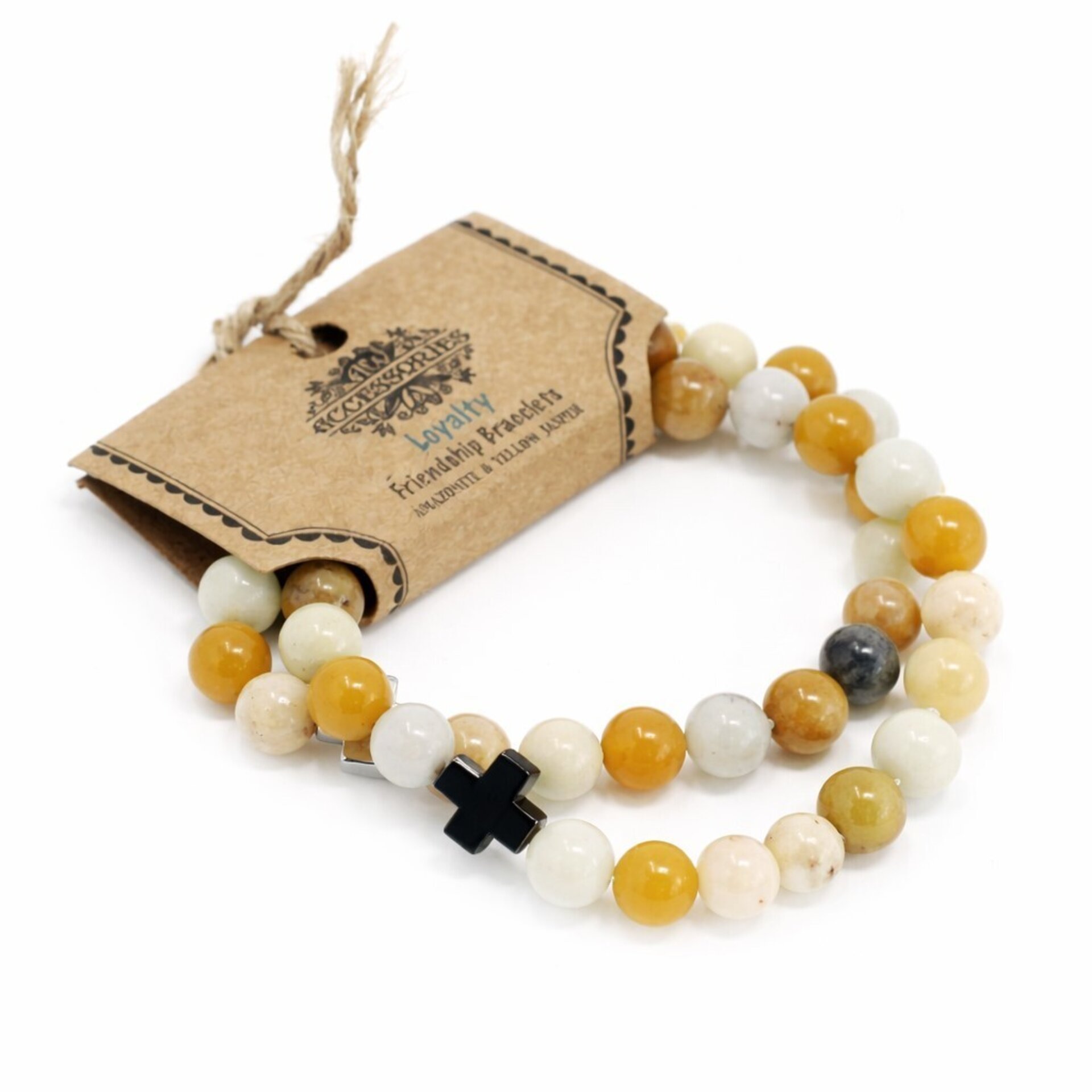 Set de 2 Pulseras con Piedras Naturales – Amazonita y Jaspe Amarillo “Lealtad” - 1