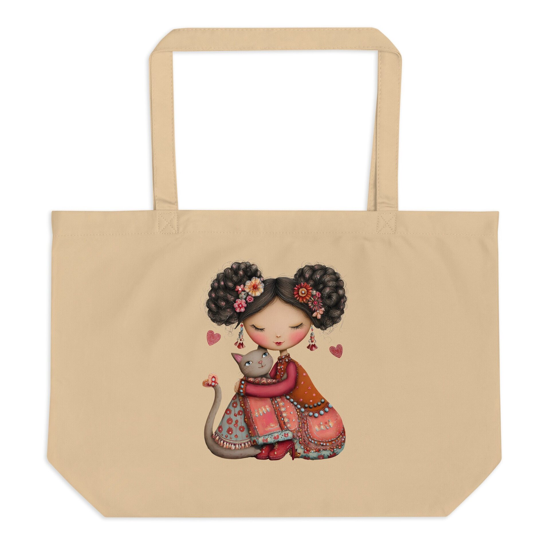 Tote Bag grande de algodón orgánico Sakura & Cat - 4