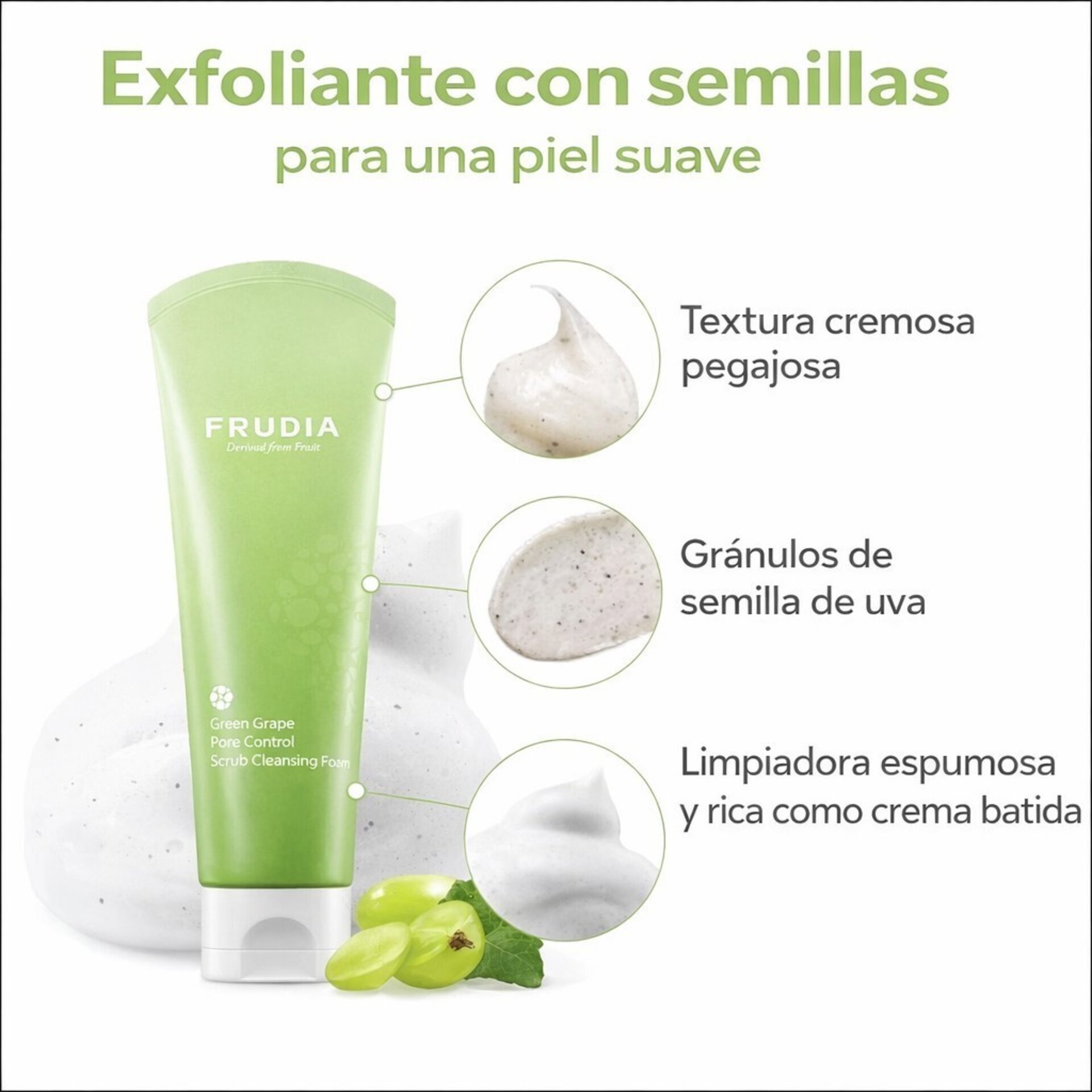 Espuma Limpiadora Control de Poros Green Grape – Frudia (Pack 2 unidades) - 2