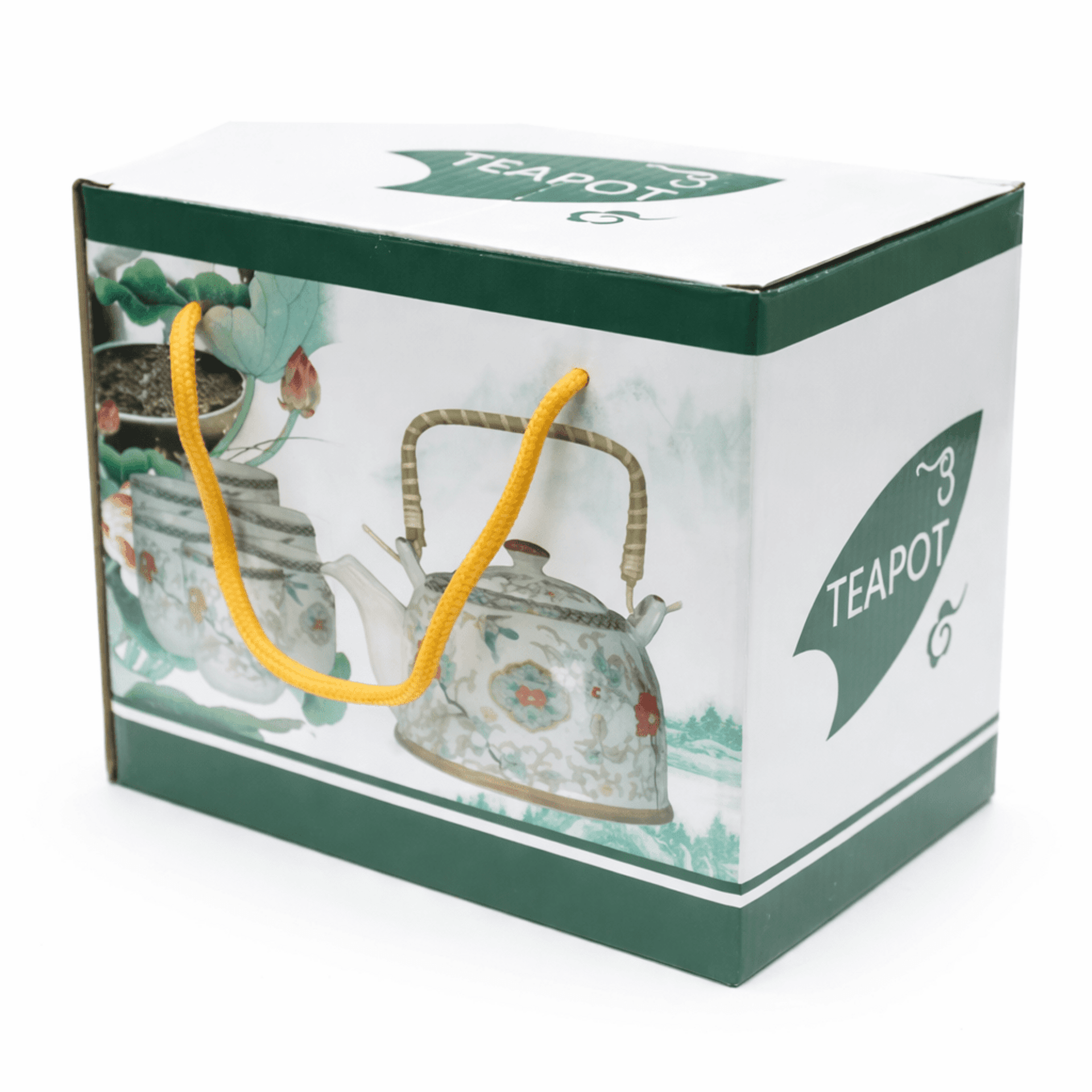 Set de tetera de cerámica blanca con filtro y 6 tazas - 4